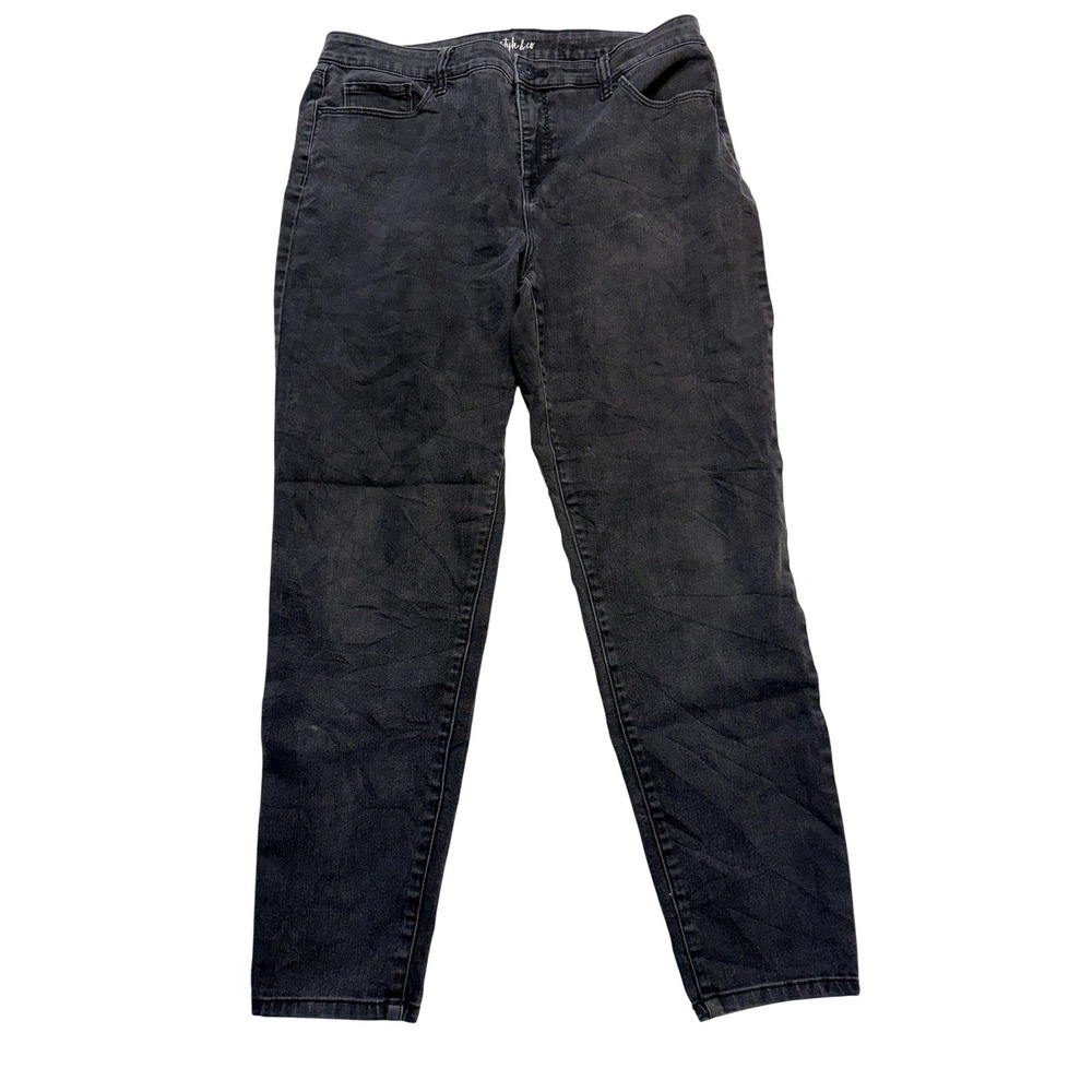 Style & Co Curvy Skinny Leg Jeans Womens 14 Charcoal High Rise Stretch Denim